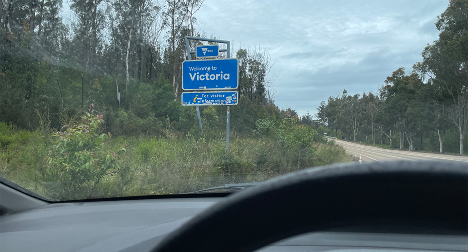 A welcome to Victoria sign