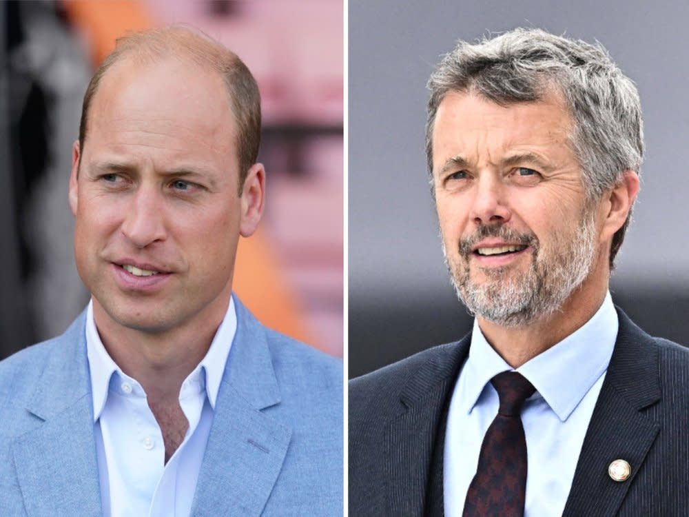 Prinz William und König Frederik (r.) werden ihre Fußball-Mannschaften beim EM-Spiel im Stadion anfeuern. (Bild: [M] imago/Avalon.red / imago/ABACAPRESS )