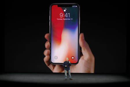 Apple Senior Vice President of Worldwide Marketing, Phil Schiller, introduces the iPhone X during a launch event in Cupertino, California, U.S. September 12, 2017. REUTERS/Stephen Lam