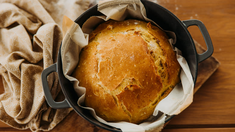 rustic bread in Dutch oven