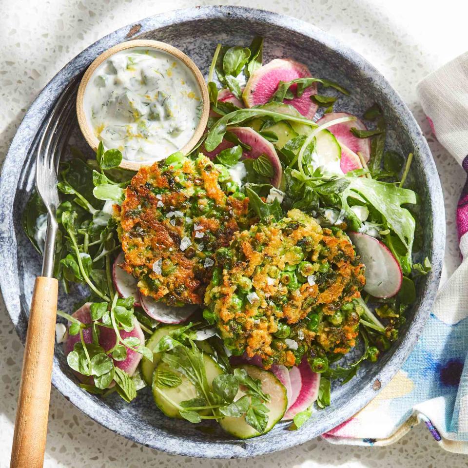 Crispy Pea Fritter Salad