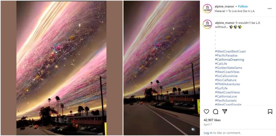 <span>the screenshot comparison of the photo from the misleading post (left) to the Instagram video (right)</span>