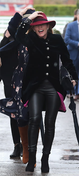 Autumn Phillips shocks at Cheltenham Races in leather trousers