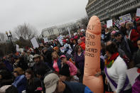 <p>Protesters gather during the Women’s March on Washington January 21, 2017, in Washington, D.C. (Aaron P. Bernstein/Getty Images) </p>