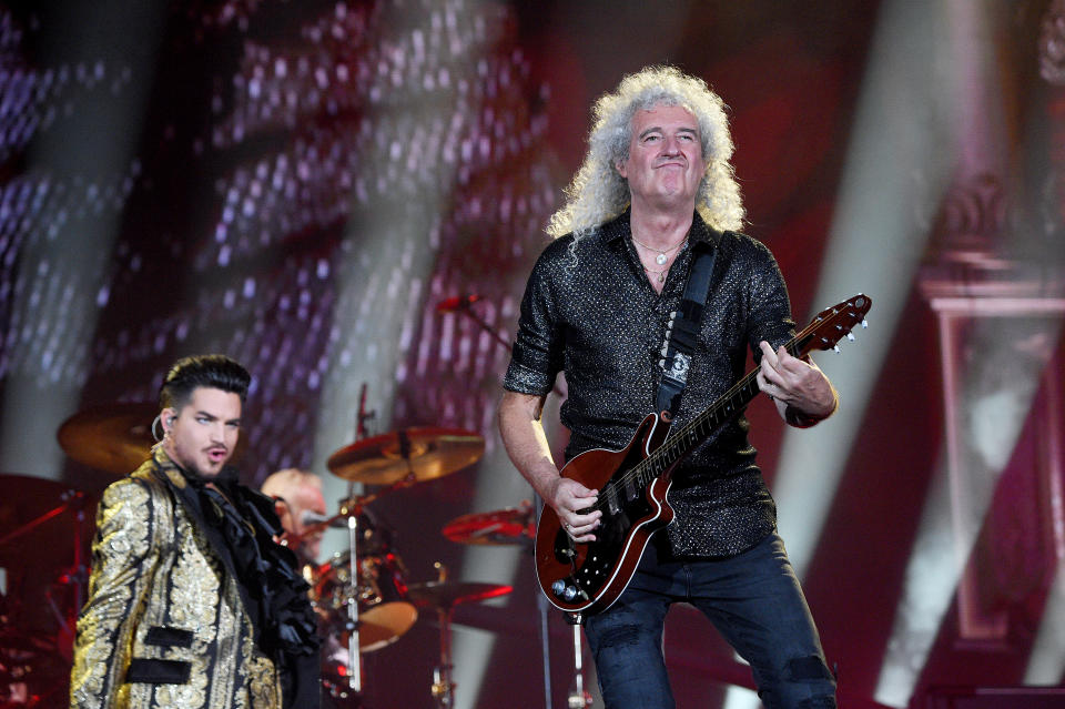 NEW YORK, NEW YORK - SEPTEMBER 28: Adam Lambert and Brian May of Queen perform onstage during the 2019 Global Citizen Festival: Power The Movement in Central Park on September 28, 2019 in New York City. (Photo by Kevin Mazur/Getty Images for Global Citizen)