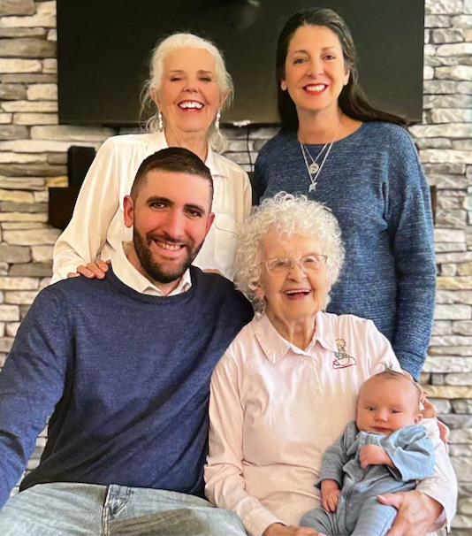 Pictured are five generations: Millersburg native Dorothy Evelyn (Miller) Orr Chase, 95 years old, of North Fort Myers, Florida, holding her great-great-grandson, 9-week-old Rhett Jamison Mason of Smyrna, Tennessee. Seated next to Dorothy is her great-grandson, Jared S. Mason of Smyrna, Tennessee. Standing behind them are Dorothy's daughter, Edith Elaine (Orr) Brown, of Lebanon, Tennessee, and her granddaughter, Wendi Renee (Mason) Bachman of North Fort Myers, Florida.