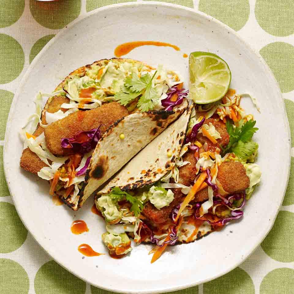 Fish Tacos with Avocado-Lime Crema