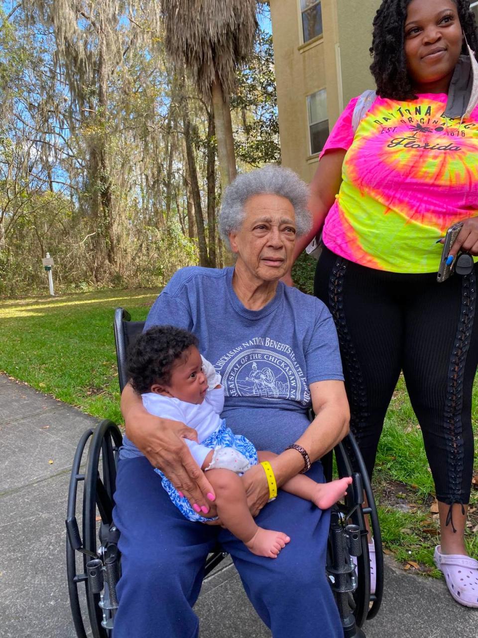 Days before Vanessa Mack was strangled by Charlotte serial killer Henry Wallace, she asked Barbara Rippy to raise her daughter, Natalia if anything happened to her. Rippy is shown on Mother’s Day 2021 with Natalia Little and Natalia’s 5-month-old daughter, Amora. Photo courtesy of Quintina Johnson.