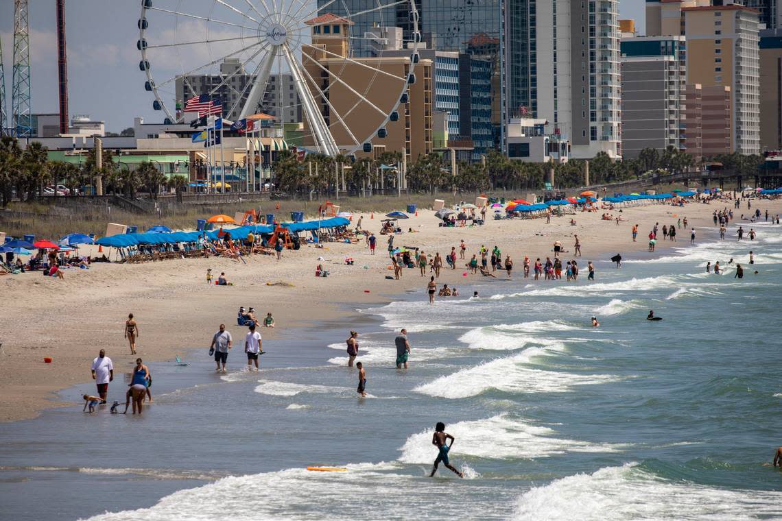 The Myrtle Beach skyline as seen from the 2nd Avenue Pier. The week of Memorial Day marks the unofficial beginning of the tourist season along Grand Strand Beaches. May 31, 2022. JASON LEE/jlee@thesunnews.com