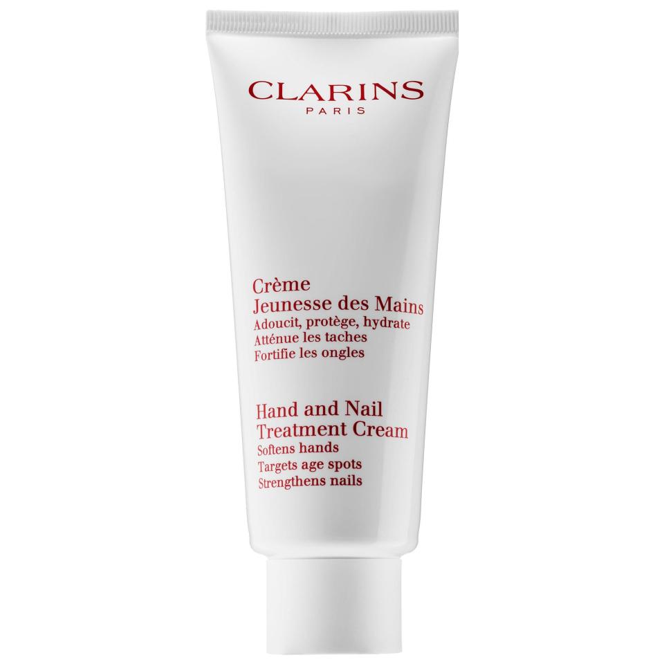 <p><strong>Clarins</strong></p><p>sephora.com</p><p><strong>$30.00</strong></p><p><a href="https://go.redirectingat.com?id=74968X1596630&url=https%3A%2F%2Fwww.sephora.com%2Fproduct%2Fhand-nail-treatment-cream-P247517&sref=https%3A%2F%2Fwww.womenshealthmag.com%2Fbeauty%2Fg33549619%2Fqueen-elizabeth-favorite-beauty-products%2F" rel="nofollow noopener" target="_blank" data-ylk="slk:Shop Now;elm:context_link;itc:0;sec:content-canvas" class="link ">Shop Now</a></p><p>This tube of hand and nail cream is rumored to "never run out at the palace," per the <em><a href="https://www.telegraph.co.uk/beauty/people/revealed-the-queens-favourite-beauty-products/" rel="nofollow noopener" target="_blank" data-ylk="slk:Telegraph;elm:context_link;itc:0;sec:content-canvas" class="link ">Telegraph</a></em>. After all, if she's getting her nails done regularly, the Queen surely has to keep up that perfect manicure. </p>
