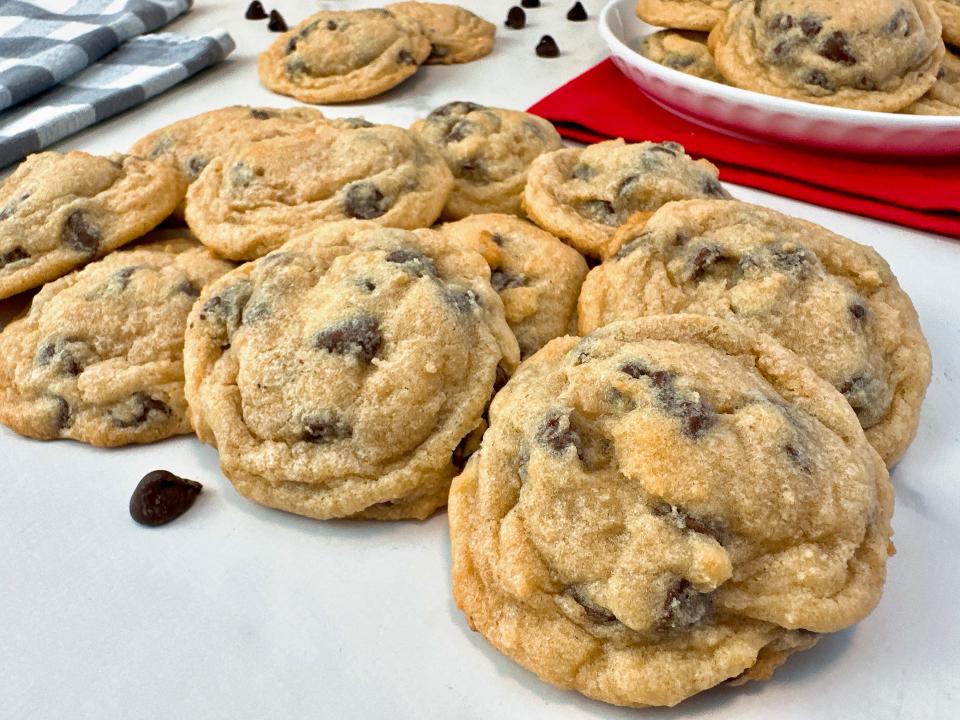 The best chocolate chip cookies are soft on the inside and crisp on the edges.