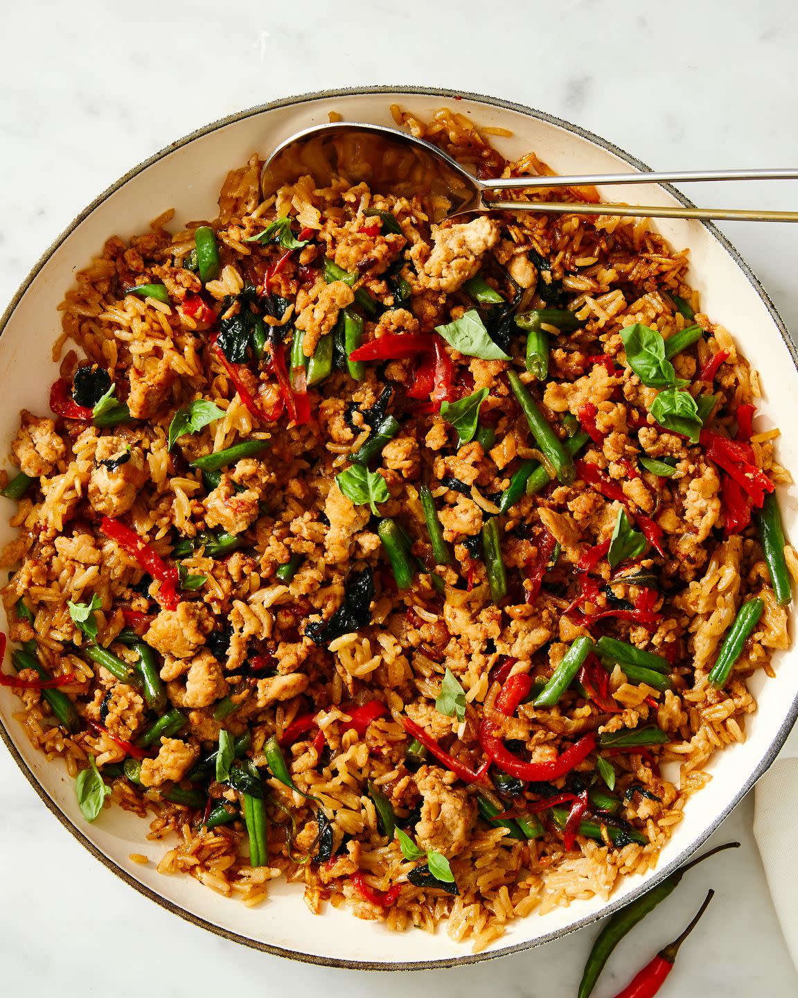 one skillet creamy thai basil chicken