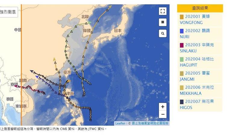 台灣躲過7颱風襲擊，局長鄭明典親曝原因。（圖／翻攝自氣象局颱風資料庫）