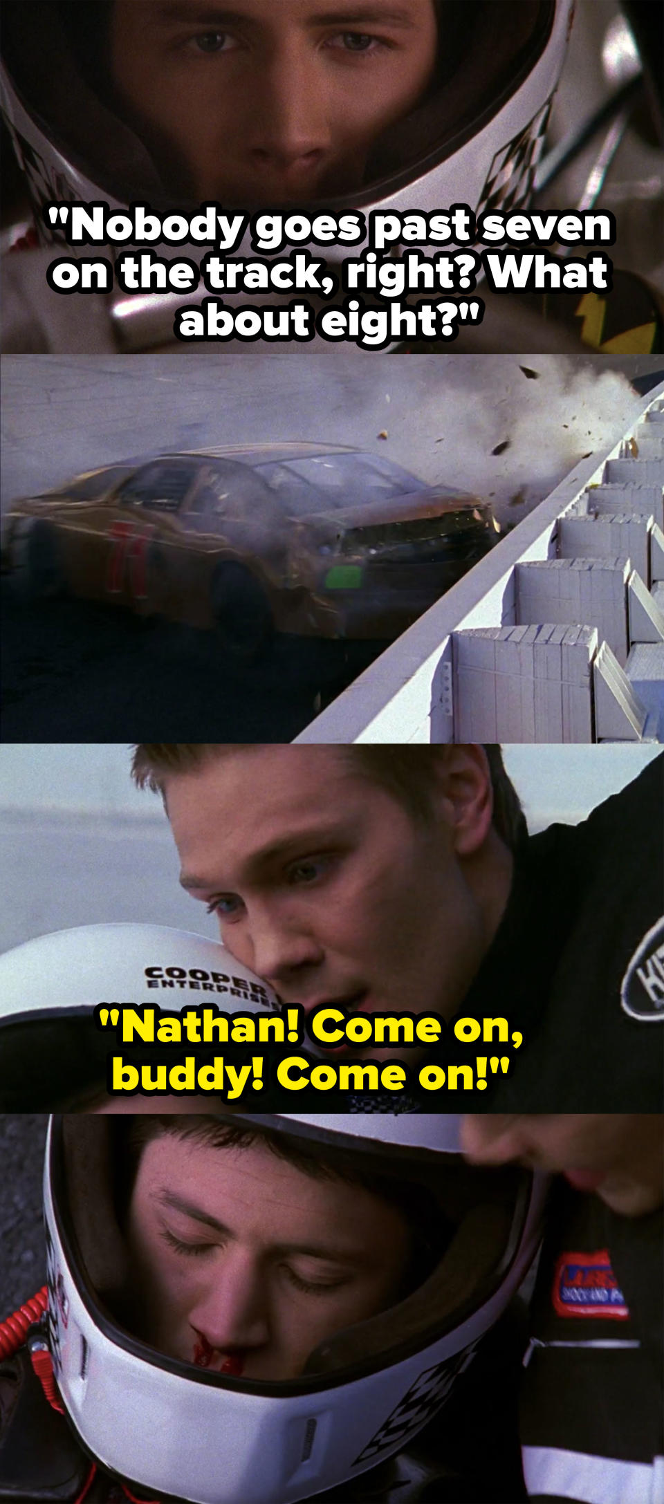 Nathan crashes race car and almost dies 