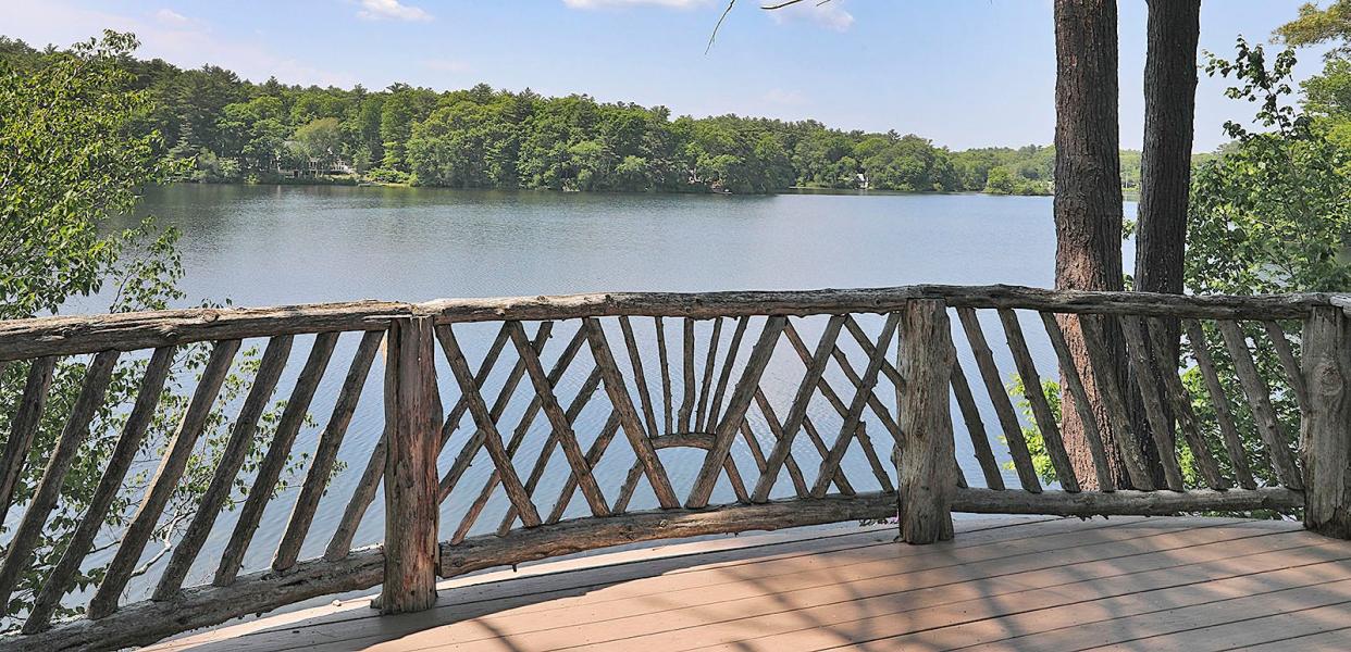 The Needles Lodge at Camp Kiwanee in Hanson overlooks Maquan Pond.