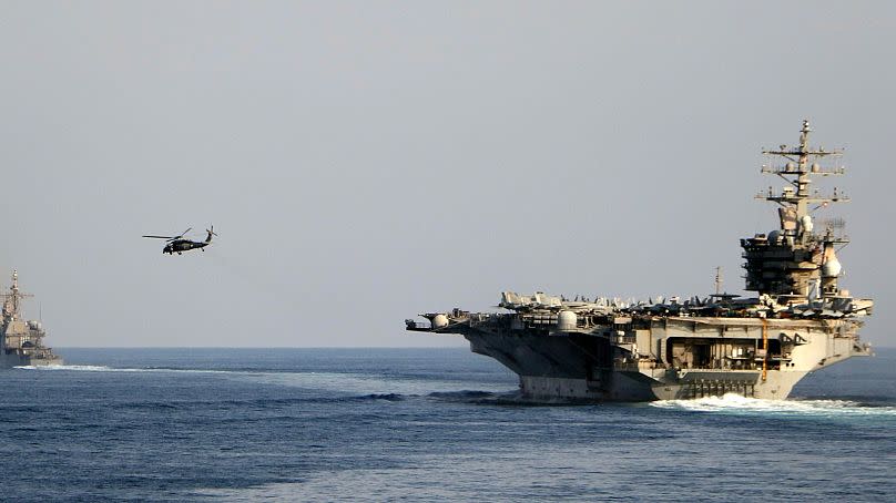 Aircraft carrier USS Dwight D. Eisenhower in the Gulf, 26 November 2023