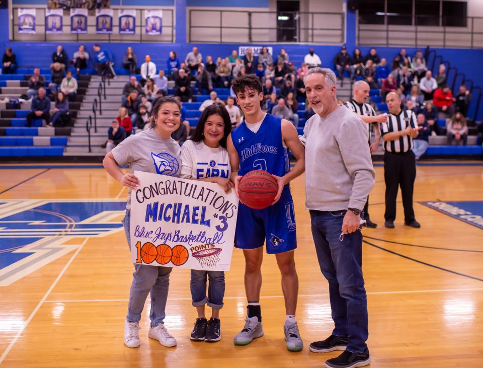 Middlesex's Michael Salvatore scored his 1,000th career point on Monday, Feb. 28, 2022.