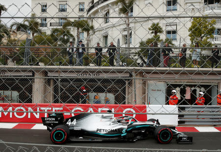 Formula One F1 - Monaco Grand Prix - Circuit de Monaco, Monte Carlo, Monaco - May 23, 2019 Mercedes' Lewis Hamilton during practice REUTERS/Benoit Tessier