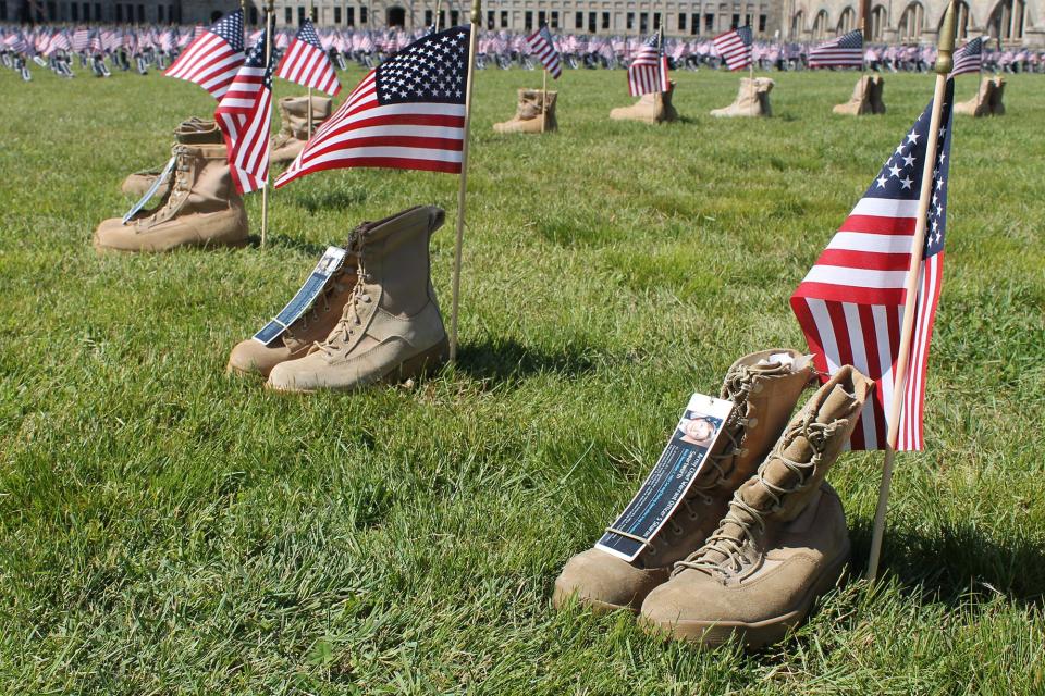 The Boots on the Ground for Heroes Memorial will be on display at Fort Adams State Park from May 27-29.