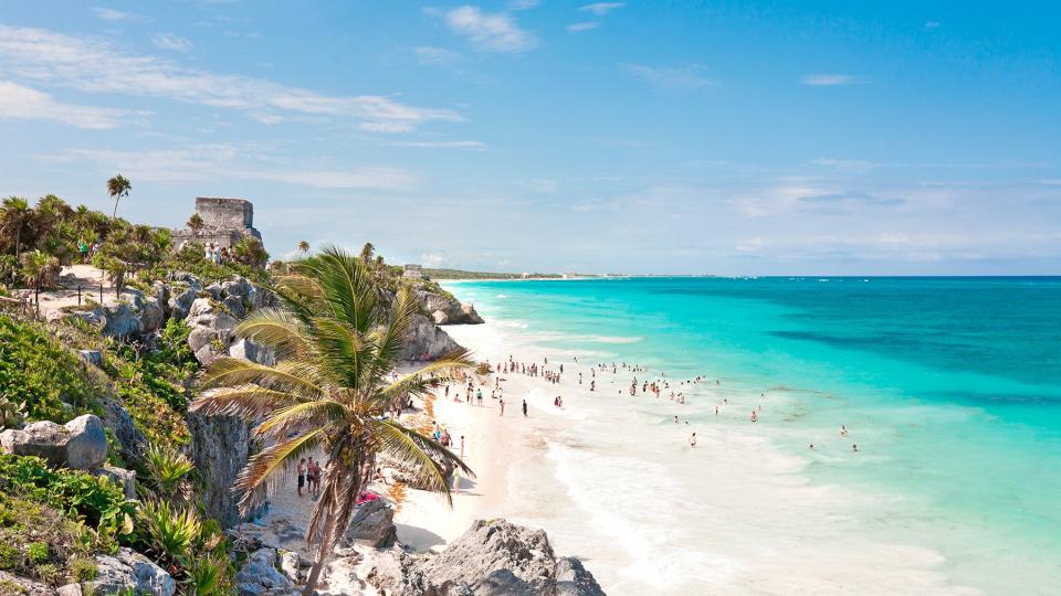 View of Tulum beach, Mexico.