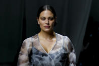 Model Ashley Graham wears a creation as part of the Fendi 2021 women's spring-summer ready-to-wear collection during the Milan's fashion week in Milan, Italy, Wednesday, Sept. 23, 2020. (AP Photo/Antonio Calanni)