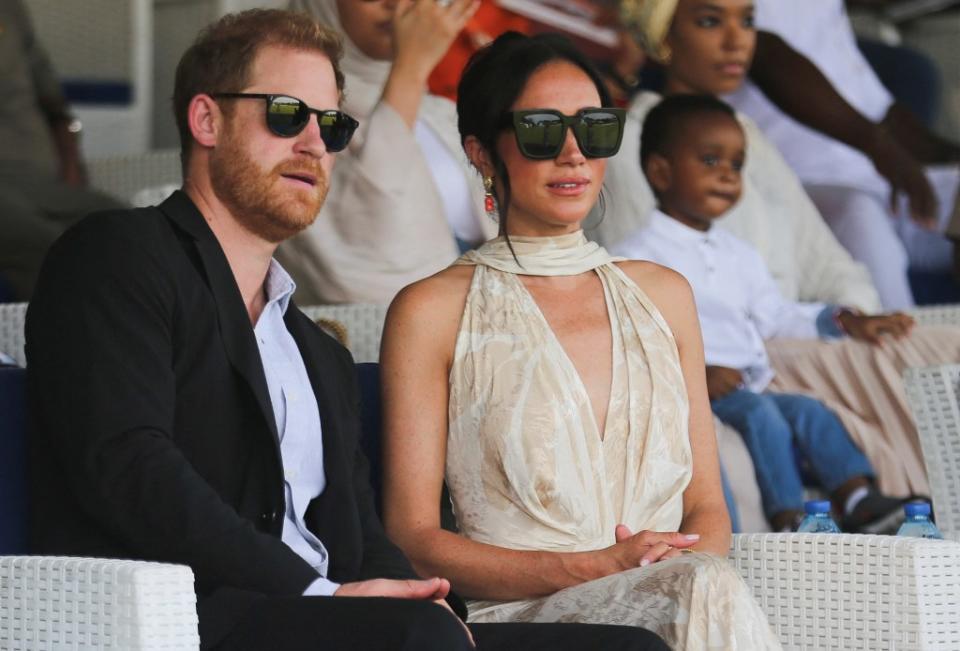 Prince Harry and Meghan Markle ttend a polo fundraiser event in Lagos, Nigeria, May 12, 2024. REUTERS