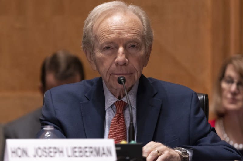 Former Sen. Joe Lieberman speaks at the Senate Homeland Security and Governmental Affairs hearing on Capitol Hill in Washington, D.C., on June 22, 2021. The committee held a hearing on examining D.C. statehood. File photo by Tasos Katopodis/UPI