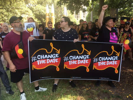 People demonstrate during Australia Day in Sydney, January 26, 2019. REUTERS/Stefica Nicol Bikes