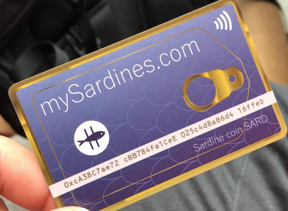 A mySardines.com debit card. Photo: Oscar Williams-Grut/Yahoo Finance UK