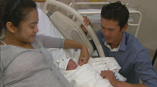 This was one baby who wasn't going to wait. Photo: 7News