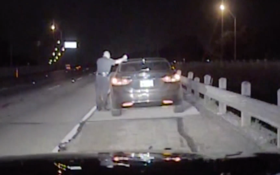 Officer Lesell approaches the car moments before the drunk driver hits - Credit: PA / Fort Worth PD