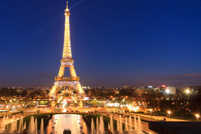 Eiffel tower blue lights