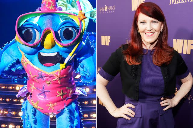 <p>Michael Becker / FOX; Emma McIntyre/Getty Images for WIF</p> Starfish on The Masked Singer and Kate Flannery