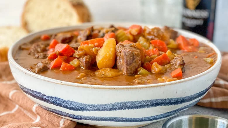 Beef Irish stew in bowl