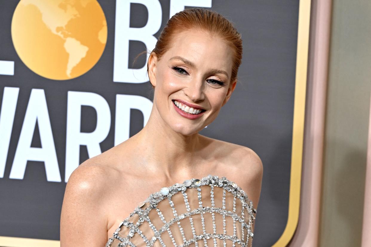 US actress and producer Jessica Chastain arrives for the 80th annual Golden Globe Awards at The Beverly Hilton hotel in Beverly Hills, California, on January 10, 2023. (Photo by Frederic J. Brown / AFP) (Photo by FREDERIC J. BROWN/AFP via Getty Images)