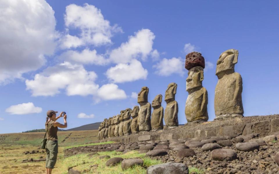 Mo’ai, carved from volcanic tufa, stand like strange sentinels all over Easter Island  - David Madison