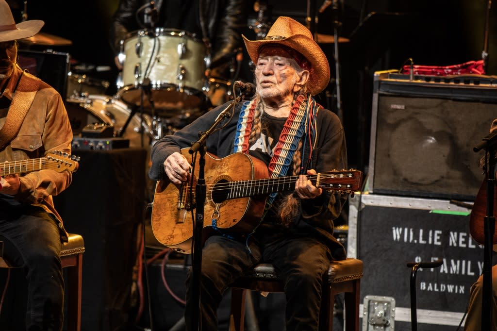 LOS ANGELES, CALIFORNIA - APRIL 22: Willie Nelson performs at the Autism Speaks Light Up The Blues 6 Concert at The Greek Theatre on April 22, 2023 in Los Angeles, California. (Photo by Harmony Gerber/Getty Images)