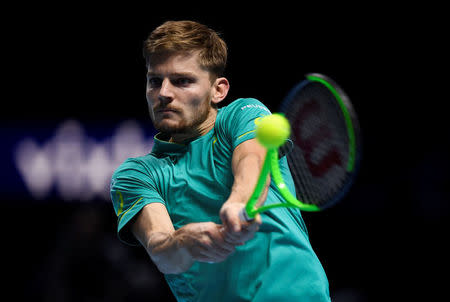 Tennis - ATP World Tour Finals - The O2 Arena, London, Britain - November 19, 2017 Belgium's David Goffin in action during the final against Bulgaria's Grigor Dimitrov Action Images via Reuters/Tony O'Brien