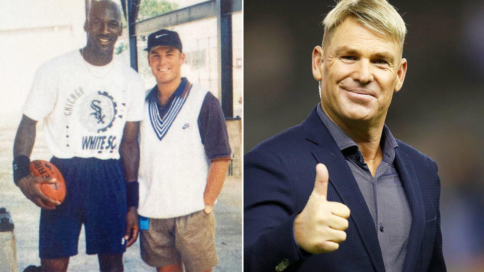 Shane Warne's throwback photo with Michael Jordan had sent fans wild on social media. Pic: Instagram/Getty