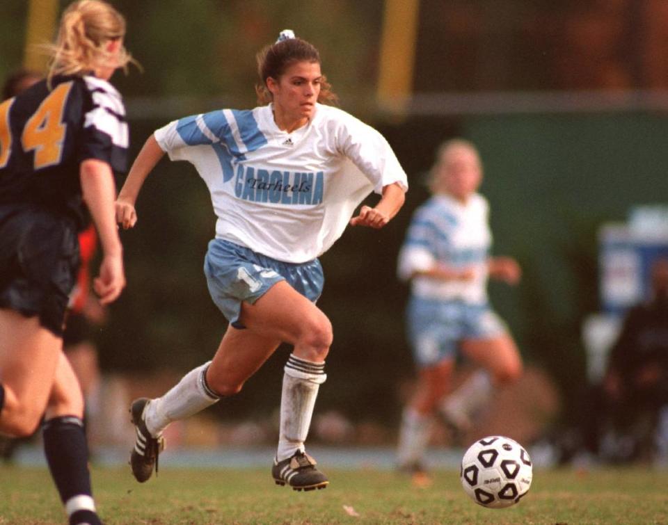 North Carolina’s Mia Hamm led the Tar Heels to four national championships.