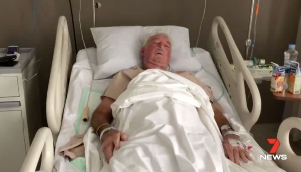 Alan Conway, 84, is in a Balinese hospital after a fall fractured his hip. Source: 7 News