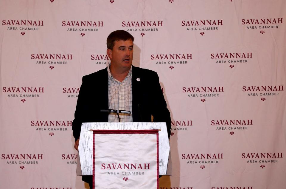 Bert Brantley, president and CEO of the Savannah Area Chamber of Commerce, speaks during the annual Chamber Business Awards Banquet on Thursday, October 19, 2023 at the Hyatt Regency Savannah.