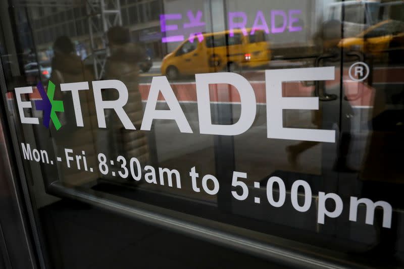 E*Trade Financial offices are seen, after it was announced that Morgan Stanley is buying the discount brokerage, in New York