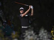 Sungjae Im watches his drive during the Shriners Children's Open golf tournament, Sunday, Oct. 10, 2021, at TPC Summerlin in Las Vegas. (AP Photo/Sam Morris)