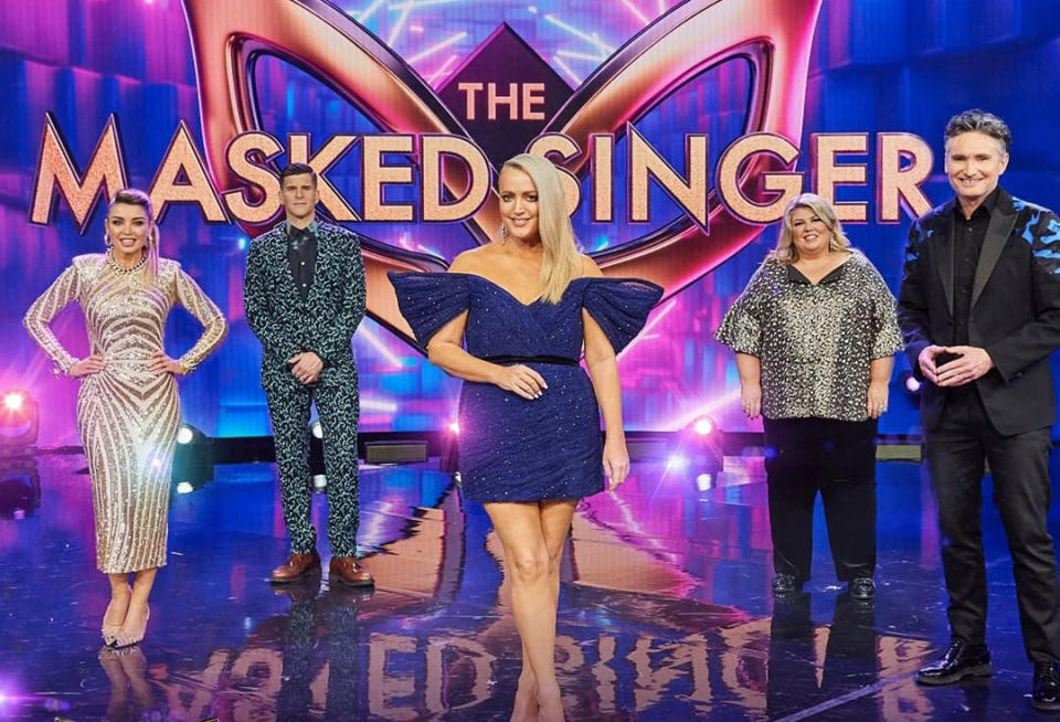 The Masked Singer cast Dannii Minogue, Osher Gunsberg, Jackie O Henderson, Urzila Carlson and Dave Hughes