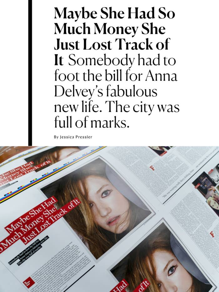 Jessica Pressler's headline vs. Vivian's headline in Inventing Anna