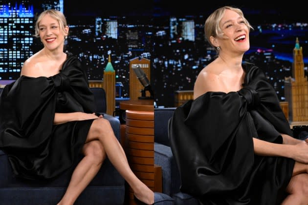 Chloë Sevigny Embraces the Bow Trend in Simone Rocha Baby-doll Dress on  'The Tonight Show