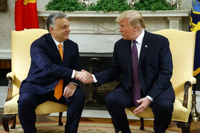 President Donald Trump meets with Hungarian Prime Minister Viktor Orbán in the Oval Office of the White House, Monday, May 13, 2019, in Washington. 