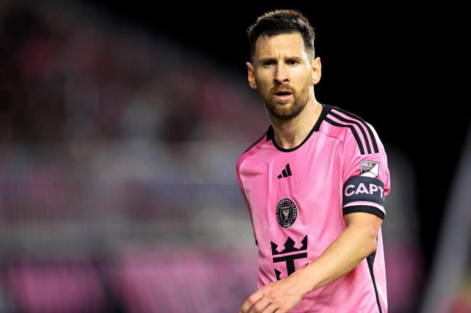 Inter Miami CF forward Lionel Messi (10) looks on during the second half against the Colorado Rapids at Chase Stadium in Fort Lauderdale, Florida, on April 6, 2024.