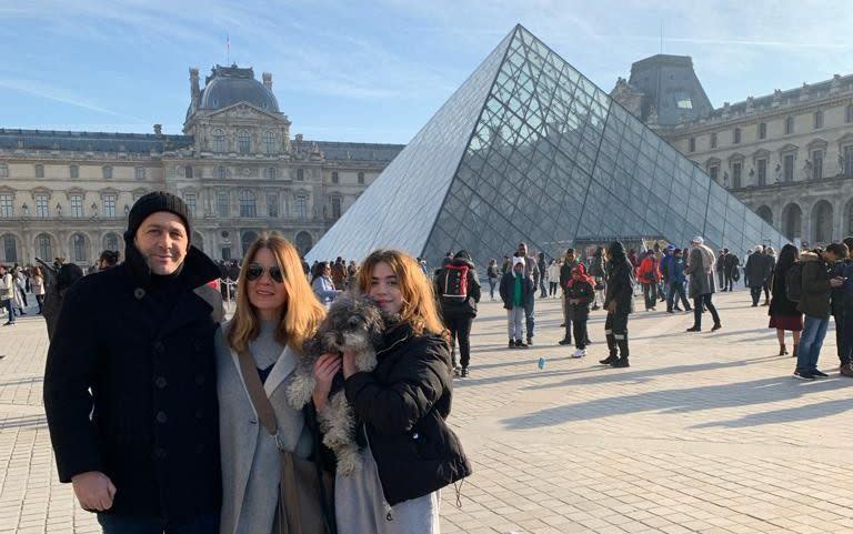 Mariano Janin, his wife Marisa and their daughter Mia in Paris, France
